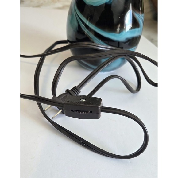 Intertek Electric Accent Lamp Swirl Glass Aqua Teal Turquoise Brown Swirl 6" - Picture 7 of 8